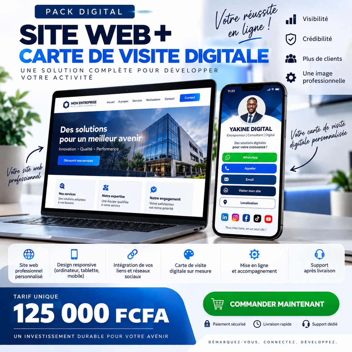 Pack Digital Premium – Site Web Professionnel + Carte de Visite Digitale