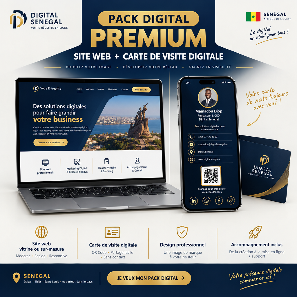 Pack Digital Premium - Site Web Professionnel + Carte de Visite Digitale